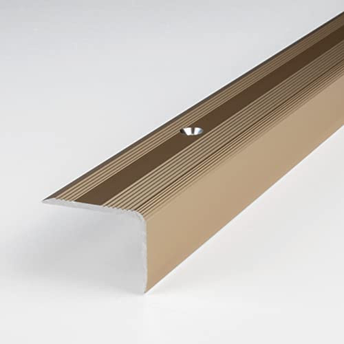 PROVISTON | Trappkant | Aluminium | Bronsljus | Bredd 30 mm | Höjd 22 mm | Längd 1000 mm | Borrade | Trappkantprofil | Trappvinkel | Vinkelprofil | Kombinera vinkel | 1 del