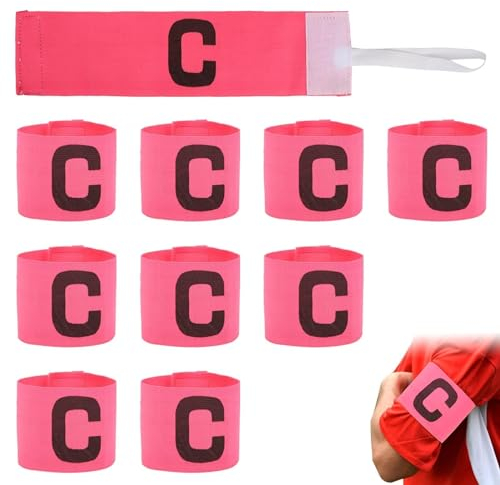 Fussball Capitan Armbinden, 10 Stück 33x7cm/13x2,8 Zoll Verstellbare Kapitänsbinde Armbinde für Fussball Rugby Hockey Netball, Fußball Elastic Armbänder Captain C-Wort Armband für Kinder Erwachsene
