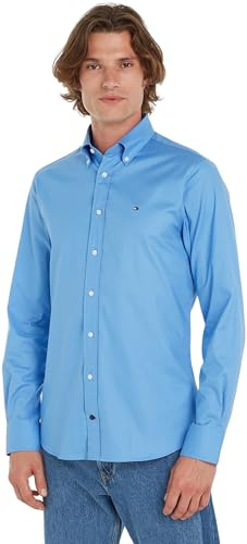 Tommy Hilfiger Camicia Uomo Oxford Regular-Fit Maniche Lunghe, Blu (New Shirt Blue), 39