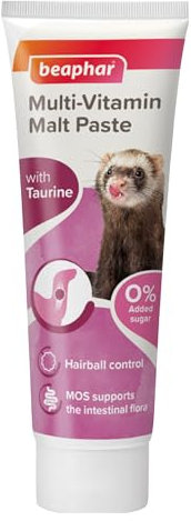 Beaphar - Multi-Vitamin Paste for Ferrets - Promotes Natural Passage of Hairballs - Prebiotic Aids Digestion - Tasty Treat with Added Vitamins & Minerals - For Ferrets of all Ages - 100g Tube