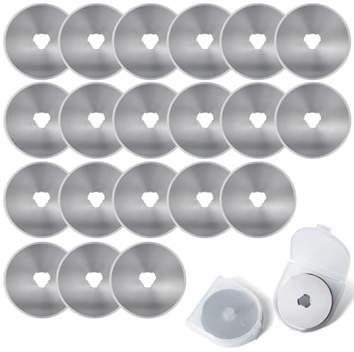 20 Stück Rollschneider Ersatzklingen 45mm Edelstahl Rollmesser Rundklingen mit Aufbewahrungskoffer Rollschneider Klingen für Quilten Papier Stoff Scrapbooking Nähen Stoffschneider