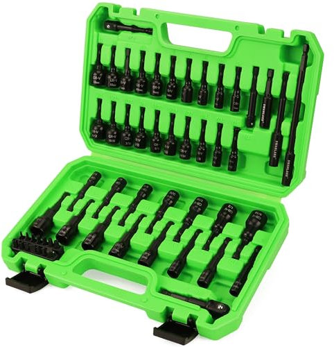 55-Piece Magnetic Nut Driver Set, Metric & SAE 1/4 Hex Shank, Impact Driver Socket Adapters, Snappy Driver Bit, Drill Bit Extension, 14PCS Screwdriver Bit Set
