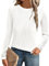 GLEENOD Langarmshirt Damen Rundhals Pullover Elegant Langarm Oberteile Stretch Wellenmuster Tshirts Basic Tops