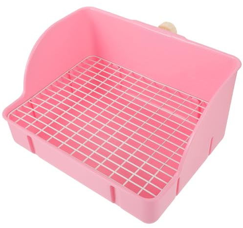 Genérico Caja De Inodoro para Conejos y Pequeños Roedores Baño Antipolvo con Diseño De Rejilla para Entrenamiento De Mascotas De Limpiar y Mantener Color Rosa