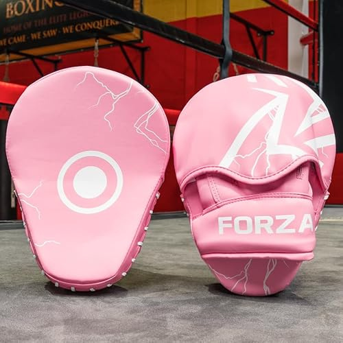 FORZA Focus Pads | Durable PU Leather Boxing Mitts with Supreme Shock Foam Padding - Ideal for Boxing, Kickboxing & MMA Training [Sold as a Pair] (Pink)