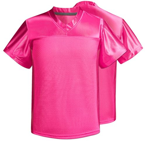 Repawu Men's Blank Football Jersey, Adult Mesh Athletic Practice Football Shirts, Blank Football Jerseys for Adults S-2XL, Pink, XL