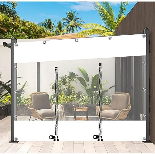 Bâche transparente robuste et imperméable pour tonnelle - Panneaux latéraux en PVC et fermeture éclair - Avec œillets - Pour pergola, terrasse, abri de voiture - 2,7 x 2,2 m