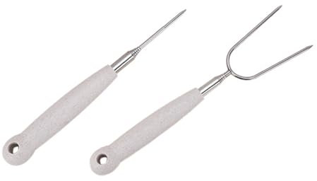 HEMOTON 2 Piezas Tenedor de Barbacoa de Inoxidable Exterior Utensilios de Portátiles Tenedor Doble