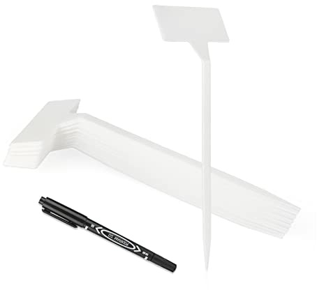 30 Pz impermeabile etichette per piante in plastica riutilizzabile House tipo semenzaio giardino etichette tag marcatori, Wihte Curved T-Type