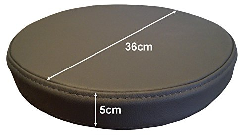 Quattro Meble Runde Dunkelgrau Echtleder Sitzkissen Lederkissen Sitzpolster fur Barstuhl Barhocker Sessel Stuhle Bank doppelt genähtes Echt Leder Kissen Sitzauflage Auflage (Durchmesser 36 cm)