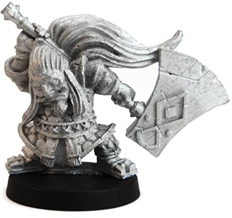 Stonehaven Miniatures Male Dwarven Kabukimono Miniature Figure, 100% Pewter Metal - 32mm Tall - (for 28mm Scale Table Top War Games) - Made in USA