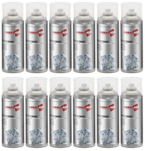 12pz x 400ml ZINCO CHIARO SPRAY ZINCANTE A FREDDO ALTA RESISTENZA AMBROSOL