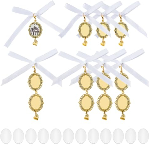 SUPERFINDINGS 4 Stück 2 Stile Hochzeits Erinnerungs Charm - Legierung Foto Blumenstrauß Antiker Goldener Braut Blumen für Hochzeitsstrauß Dekorationen - Länge: 7-10.8cm