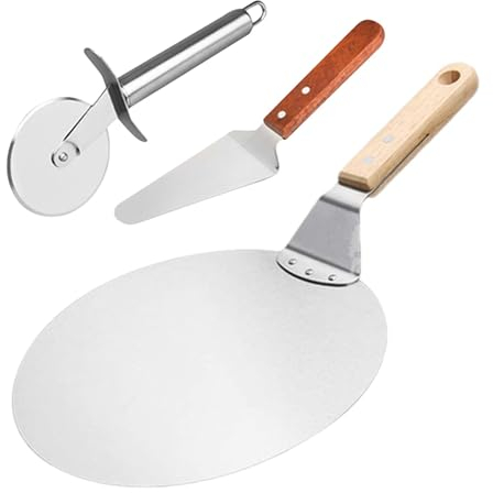 Cáscara de pizza, Cáscara de pizza pequeña - 3 piezas de cáscara de pizza portátil para hornear,Accesorios para pizza, cortador basculante para pizza, herramientas para horno de pizza con mango de mad