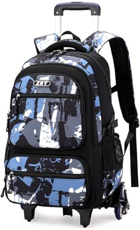Amythe Mochila con Ruedas para Adolescentes Chicos, Carro Mochilas Escolares para Niños de 10-18 años, Diseño Elegante y Funcional de 40L, Mochila de Viaje Trolley Adultos -Negro