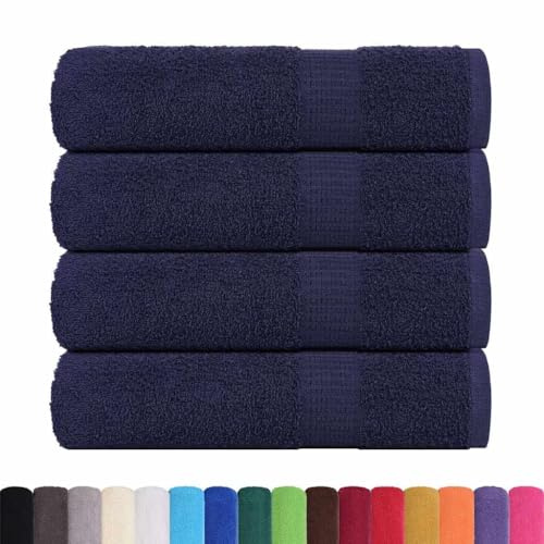 vidaXL Serviettes de Bain 4 pcs Bleu Marine 100x150 cm 100% Coton, Serviette, Ensemble de Serviettes de Bain, Serviette d'hôtel, Serviette de Douche
