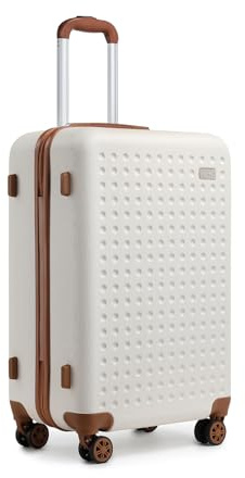Kono Valise Cabine Léger 55cm ABS Rigide avec 4 roulettes Multidirectionnelles,Serrure TSA Sécurisée Conforme aux Normes Idéal Voyage d'affaires Weekend（Crème）