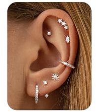 Dochais 7 Paires Boucles d'Oreilles Acier Chirurgical 316L pour Femme Petites Boucles d'Oreilles Piercing Helix Boucle d'Oreille Cartilage Femme Argent Creoles Conch Tragus Piercing Oreille Bijoux A