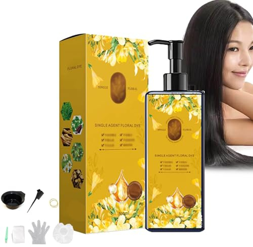 Pflegende Pflanzenhaarfarbe, 300ml Pflanzenhaarfarbe für graues Haar,Japanisches, langanhaltendes Naturhaarfärbeshampoo für Frauen, Männer und Senioren, natürlicher Pflanzenextrakt (Chestnut Brown)