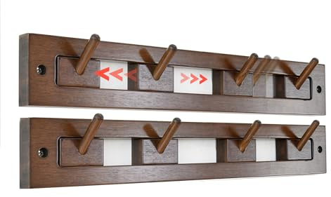 Shamgzuu Coat Rack wall Mount,Wall Coat Rack with 4 Movable Hooks,Backpack Hanger for wall，Heavy Duty Hanger for Jackets, Hats, Solid Bamboo Modern entryway Storage Unit, Walnut