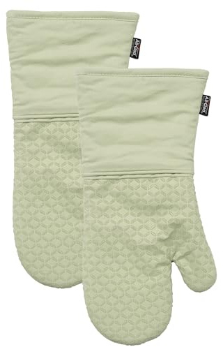 All-Clad Premium Ogee Silicone Printed Oven Mitt: Heat Resistant to 500 Degrees - 100% Cotton and Silicone, 14x7 Oven Mitt for Kitchen and Barbeque, 2-Pack, Fennel