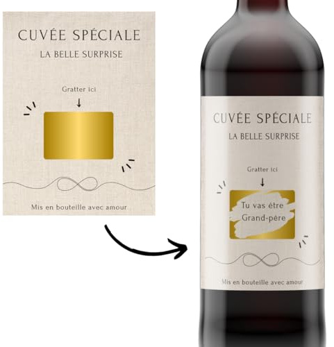 Étiquettes à gratter pour bouteille de vin (lot de 2) - ajoutez votre textes - étiquette personnalisée - cadeau - anniversaire - mariage - retraite - temoin - baptême - noël