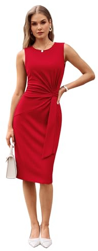 GRACE KARIN Robe portefeuille élégante pour femme - Sans manches - Col rond - Robe crayon - Robe de cocktail - Robe crayon formelle