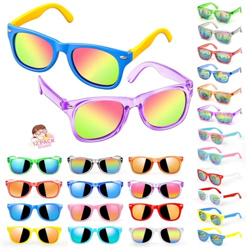 Lifree Kids Sunglasses Bulk Party Favors - 12 Pack - Boys Girls Sunglasses for Kids Age 3-8 with UV400 Protection for Kid Pool Birthday