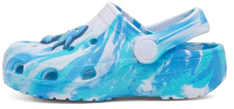 Shoe Zone - Kids Blue & White Marble Shark Slip On EVA Clog - Size 13 Child UK - Blue