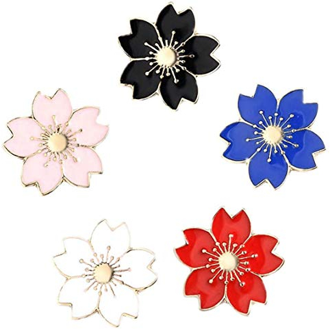 5pcs Alliage Broche Fleur De Cerisier Pin Poitrine Doux Manteau Broche De Vêtements Pour Femmes