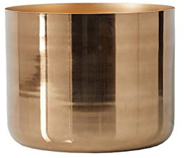 Serene Spaces Living Gold-Finish Metal Indoor Vase, Round Cachepot for Potted Plants, No Drainage Hole, Elegant Floor Planter for Living Room, Office, Kitchen, Wedding, Party, 11 Dia & 9 Tall