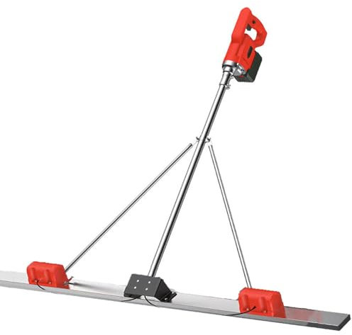 URJWAN Concrete Electric Scraper, Power Concrete Screed Vibratory Kit, Concrete Surface Leveling Tamper Ruler, with 150cm Stainless Steel Board,1.8M-2batteries