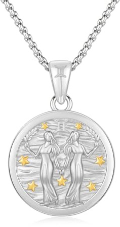 REDSUN Halsband med stjärntecken tvilling 925 sterlingsilver 12 konstellationer stjärntecken stjärna halsband zodiac hänge astrologi horoskop smycken gåvor för män kvinnor (silver), Sterlingsilver