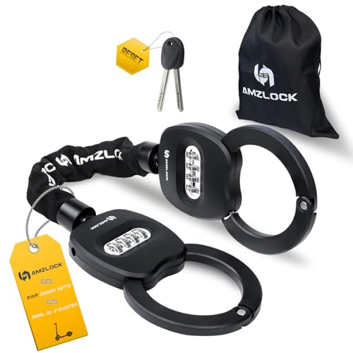 AMZLOCK Antivol Trottinette Électrique, Cadenas Velo Hautement Sécurisé, Idéal pour Trotinette Electrique/Velo/Moto, Menotte Antivol À Code 4 Chiffres, Longueur de 65CM