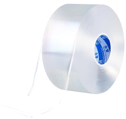 luckaide Nano Tape 5 cm bred, dubbelsidig tejp transparent, 3 m dubbelsidig tejp extra stark avtagbar, nanotape återanvändbar tvättbar för matta, fotovägg, kök, hem, bil