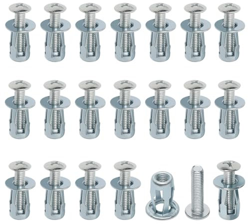 Anclaje de pared hueca, 20 unidades, tacos de yeso, tacos de yeso para cargas pesadas, tacos de acero al carbono, tacos de metal para fijación de consolas (M6 x 25 mm)