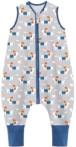Teechodina Baby Schlafsack mit Füßen 100% reine Baumwolle 1.5 Tog Kinder Ganzjahres Schlafsack mit Beinen kleinkind Schlafanzug für Jungen und Mädchen, 1.5 Tog/Süßer Welpe, 70cm/Baby Höhe 80-90cm