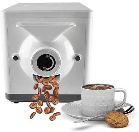 1600W elektrisk kafferostare, automatisk bönrostare, 100-250℃ temperaturkontroll, 360° automatisk omrörning, lämplig för hemmet, café, rostning i små partier