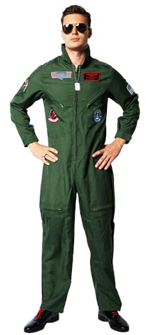 EraSpooky Costume Pilota da Uomo Aviatore Divertente Cosplay Vestito da Festa di Halloween Carnevale per Adulto