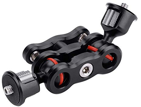 Diyeeni Soporte de Brazo mágico con Cabezal de Bola Doble, multifunción Adaptador de Montaje de Brazo mágico de 1/4 pulg.