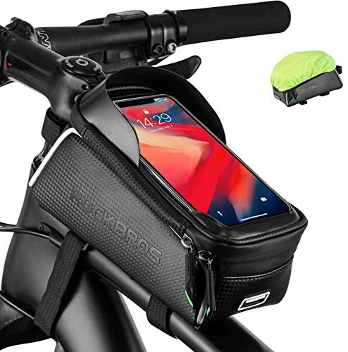 ROCKBROS Borsa Telaio Bici Borsa Impermeabile Manubrio per Bici MTB BMX Support Cellulare TPU Touchscreen 6.5 inches Copertura Anti-pioggia in Regalo 1.5L
