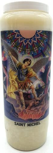 Novena Jar Prayer Candle 18 x 7 cm 100% Vegetable Combustion 9 days - 216 hours (St. Michael the Archangel)