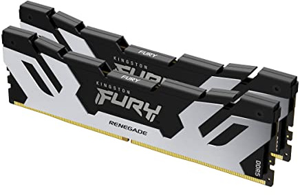 Kingston Fury Renegade DDR5 Silver/Black XMP 32GB 6400MT/s CL32 DIMM Desktop Gaming Memory (Kit of 2) - KF564C32RSK2-32