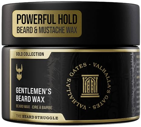 Gentlemen's Beard & Mustache Wax for Men by Beard Struggle - Viking Beard Wax Helps to Tame Style & Groom - Gold Collection - Valhalla's Gates - Moustache Wax, 50g / 1.76 US. oz.