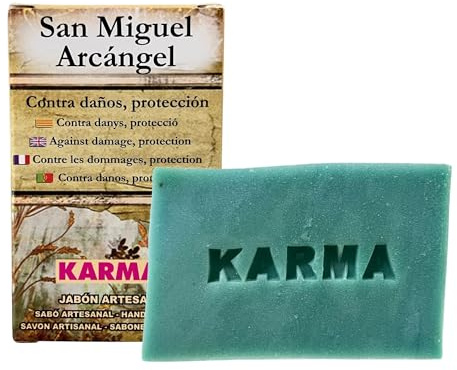 Jabón Artesano de San Miguel Arcángel para Protección contra Daños (100g) | Pastilla para Limpieza Corporal y de Manos Artesana Especial para Proteger de Enemigos y Malas Energías.