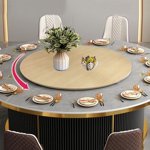 Großer Drehteller 70/80/90cm Holz Esstisch Plattenspieler, 360 °Drehbare Platte Serviertablett, Drehbar Plattenteller, Mit Silent Base, Küche Tische Drehscheibe, Küchen-Drehteller(E,70cm-28in)