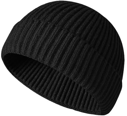 Tcnzdy Mütze Herren, Woll Fischermütze Für Den Winter, Strickmützen für Damen Strickmütze Kopfbedeckung Herren Sommer, Baseballkappe Streetstyle Beanie Herren für Männer Und Frauen (Schwarz)
