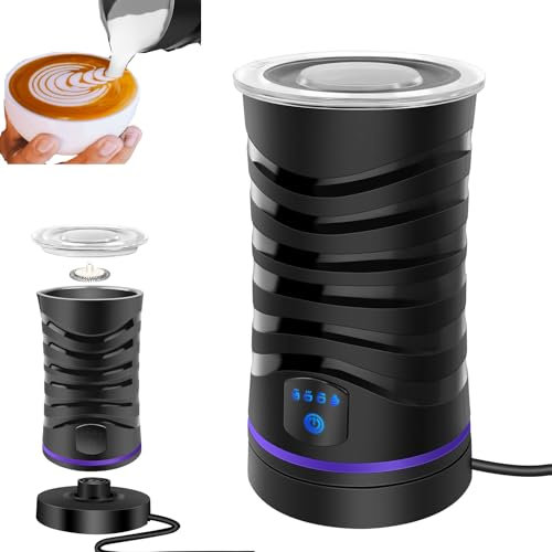 Milk Steamer and Frother Electric Coffee Frother Warm and Cold Milk Foamer, 4 in 1 Automatic Milk Warmer Stainless Steel with Touch Screen, Frother for Coffee, Latte, Hot Chocolate, 14.5oz/430ml
