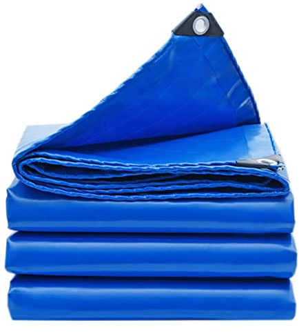 Heavy Duty Tarp Sheet Waterproof Tarpaulin 3x3m 0.45mm Thick Ground Sheet Foldable Camping Tarp Tent Caravan Protective Cover with Grommets,Blue (Size:5x5m)