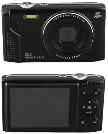 5K Digitalkamera för Fotografering, WiFi 75MP Vlogging -kameror, AF Autofocus Video Camera 2,8 Tum LCD -skärm med 16x Zoom, Compact Vlog Travel Camara, 1200mAh Battery Battery (Svart)